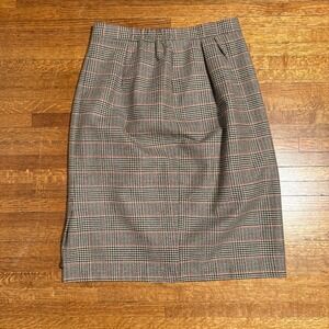 Leslie Fay Sportswear Plaid Wool Blend Skirt Women Size 14 Knee Length